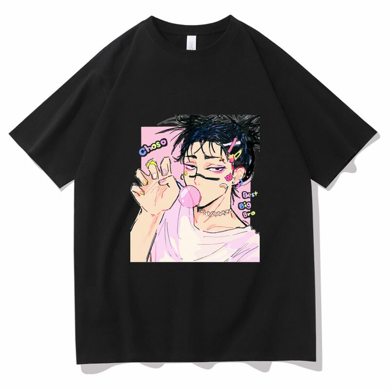 만화 패턴 스타일 프린트 티셔츠 일본 애니메이션 jutsu Kaisen 티셔츠 오버사이즈 힙합 남성 티셔츠 한국 트렌드 여성 티셔츠