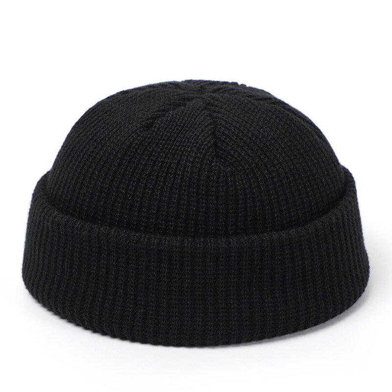 Chapéu unissex de malha, gorro preto, quente para o inverno, chapéu grosso para homens e mulheres