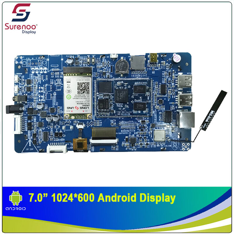 7.0 "1024X600 Android เกรดอุตสาหกรรม WIFI 4G IPS TFT LCD โมดูลจอแสดงผล w/แผงสัมผัสแบบ capacitive