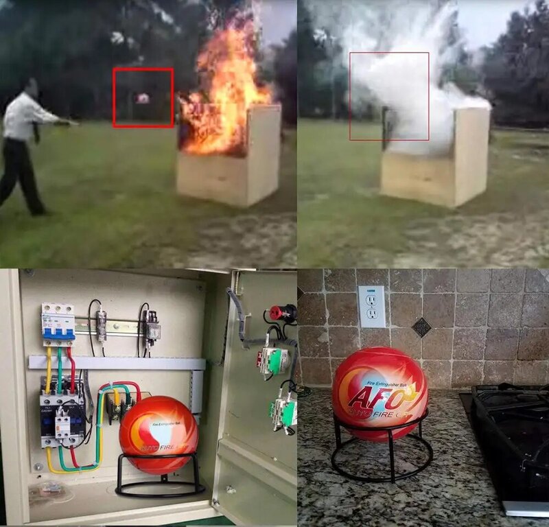 Bola Pemadam Api Bubuk Kering Otomatis Pemadam Api Mobil untuk Mobil Alat Pencegah Kebakaran Rumah 0.5KG dengan Braket Dudukan