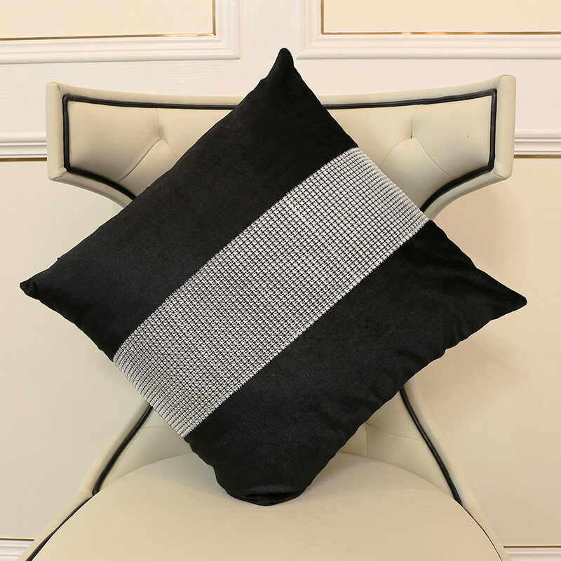 1pcs 45cm*45cm Decorative Pillow Case Flannel Diamond Patckwork Modern Simple Throw Cover Pillowcase Party Hotel Home Textile