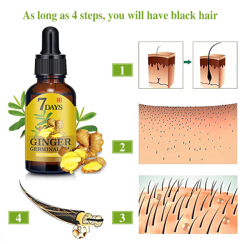 Planta de producto para crecimiento del pelo para hombre, mujer 7-día rápido Germinal de pérdida de cabello tratamiento promover integral del cabello suero aceite de esencia 30ml