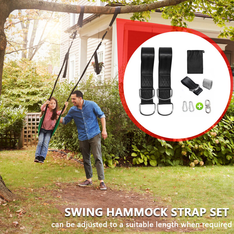 One Pair Tree Swing Hanging Kit Hammock Straps Rope Carabiner 1000 KG Load Capacity OutDoor Camping Hiking Hammock Hanging Belt