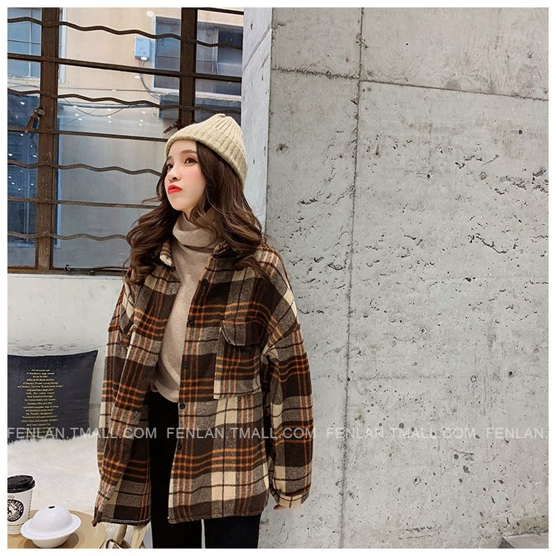 QWEEK Vintage Áo Sơ Mi Kẻ Sọc Nữ Retro Bông Tai Kẹp Áo Kiểu Nữ Phong Cách Hàn Quốc Mùa Thu 2021 Thời Trang Nút Lên Top Dày Camisa Cuadros