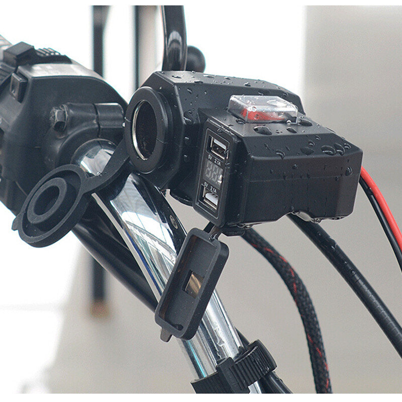 Sepeda Motor Listrik Splitter Adaptor Daya dengan 4.2A Dual USB Charger DC 12V Motor Pemantik Rokok