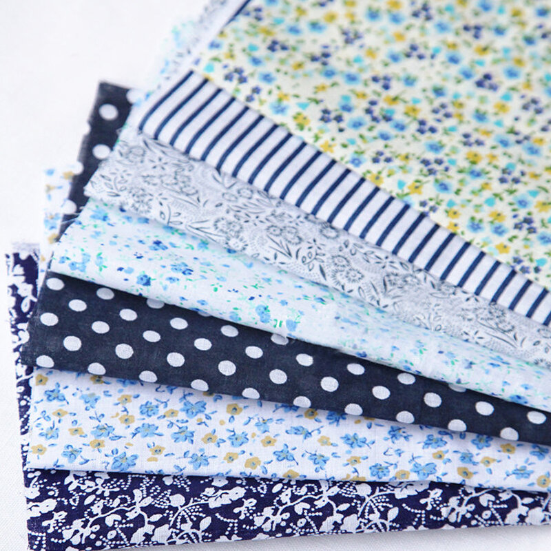 7pcs/set 25cmx25cm Square Cotton Fabric Printed Cloth Sewing Quilting Fabrics for Patchwork Needlework DIY Handmade Material