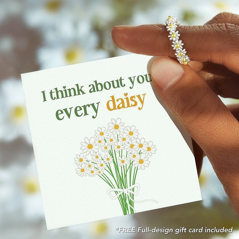 Retro Daisy แหวนผู้หญิงน่ารักดอกไม้แหวนปรับเปิด Cuff แต่งงานแหวนหมั้นแหวนผู้หญิงเครื่องประดับขายส...