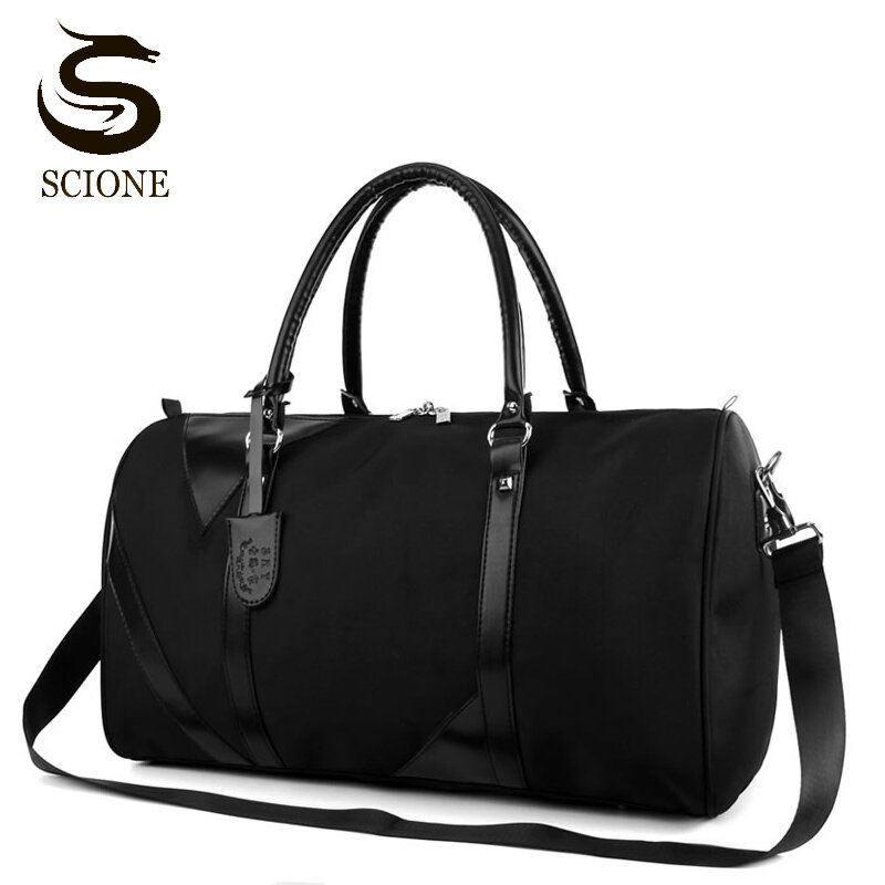 Men Business PU Leather Travel Bag Male Large Small Size Handbag Black Men's Travel Luggage Bags Waterproof Oxford Shoulder Bag