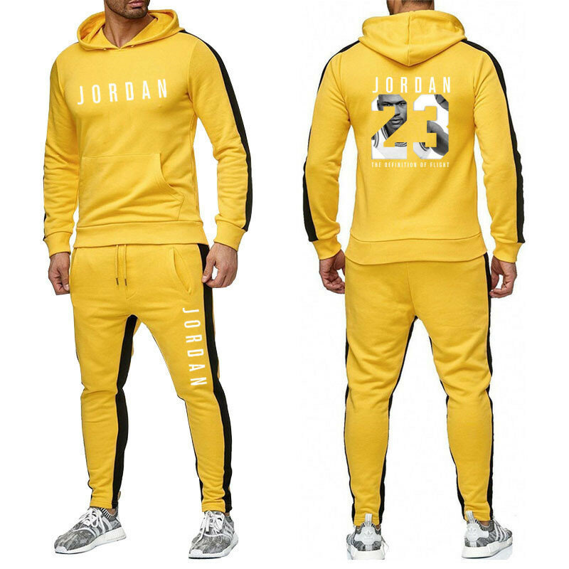 Fashion 2 Pieces Sets Tracksuit Men Hooded Sweatshirt+pants Pullover Hoodie Sportwear Suit  Casual Men Clothes Size S-3XL