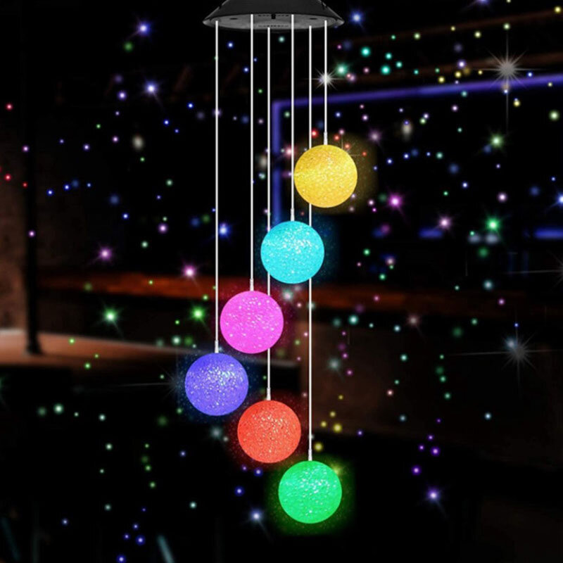 Luce solare a Led carillon a vento per esterni sfera di cristallo cambia colore impermeabile decorazione del giardino lampada da esterno Patio cortile