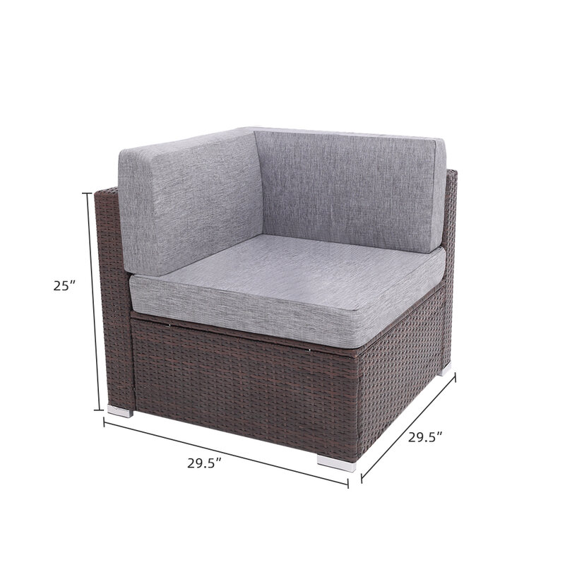 【US Warehouse】 9 Pcs Outdoor Möbel Rattan Wicker Patio Sofa Couch Set