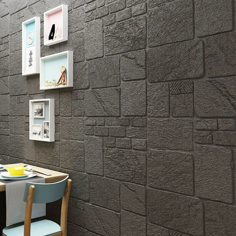 Marmer 3D Busa Wallpaper Bar Restoran Dinding Ruang Tamu Dekorasi DIY Self-Adhesive Tahan Air Stiker Dinding Modern Dekorasi Rumah