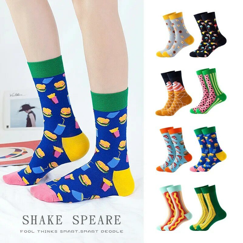 Fashion Trendy Socks Women European and American Hip-hop Mid-tube Stockings Autumn and Winter New Ins Casual Cartoon Cotton