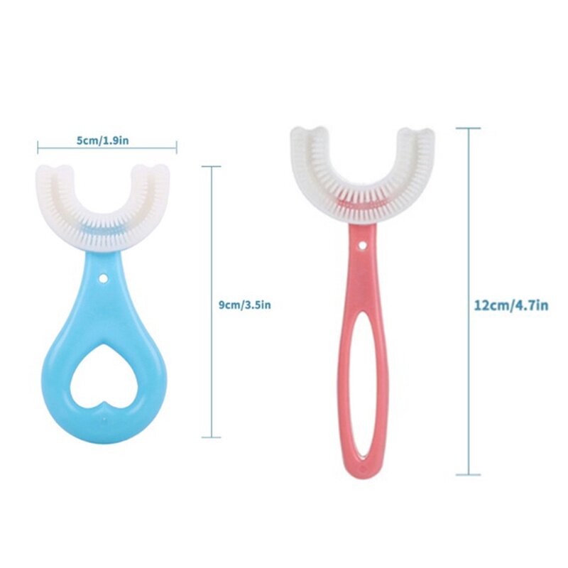 Cepillo de dientes en forma de U para niños, con cerdas suaves en forma de boca, para niños de 2 a 12 años
