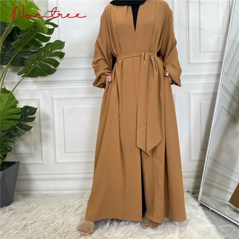 Venda quente vestido muçulmano simples suave de seda elegante cor pura longo vestidos muçulmanos feminino roupa de uso modesto
