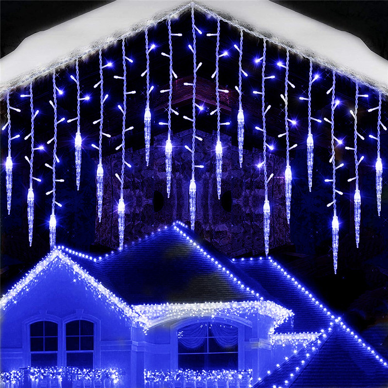 Guirnaldas de luces Led para decoración navideña del hogar, cortina de carámbanos para el Año Nuevo, 0,3/0,4/0,5 M, enchufe europeo