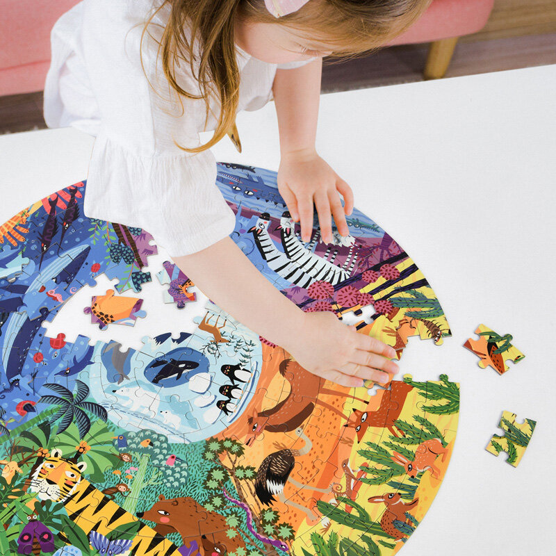 Mideer-어린이 교육용 직소 퍼즐 150 피스, 전 세계 동물, 어린이 선물 상자, 3-6 세 장난감