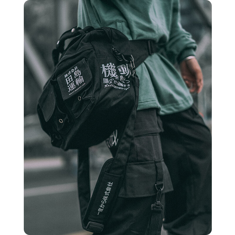 قماش إلكتروني طباعة الهيب هوب حقائب كتف اليابان نمط جيوب متعددة رسول حزمة السفر حقيبة الرجال عادية حقيبة يد michalkova