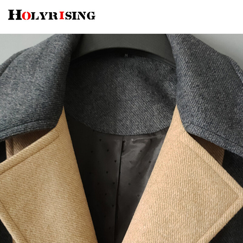 Trench cappotto in lana da uomo cappotti di lusso a doppio bottone 6xl patchwork giacca a vento lunga colletto rovesciato personalità top irregolare 19874