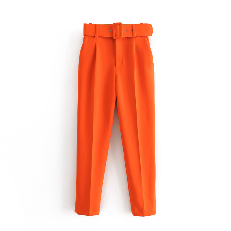 Bán Phụ Nữ Màu Kẹo Tím Orange Màu Sắc Màu Be Sang Trọng Quần Tây Công Sở Nữ Giả Dây Kéo Pantalones Mujer Quần P616