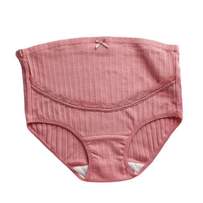 Roupa interior confortável e respirável da cintura alta da cor natural do algodão e do náilon para grávidas