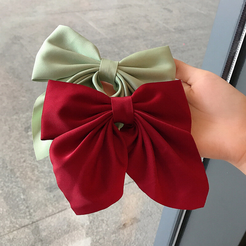 2021新1pc女性ピン弓ノットクリップ日本製固体色ヘアアクセサリーサテン蝶のヘアピン帽子