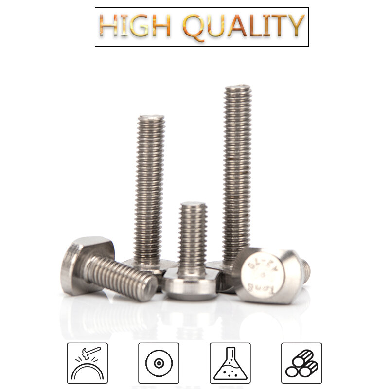 M5 M6 Stainless Steel 304 T-Head Bolts T-Slot Screw Square Bolt T-head Screws T-bolt Solid Fasteners Length 12mm-55mm