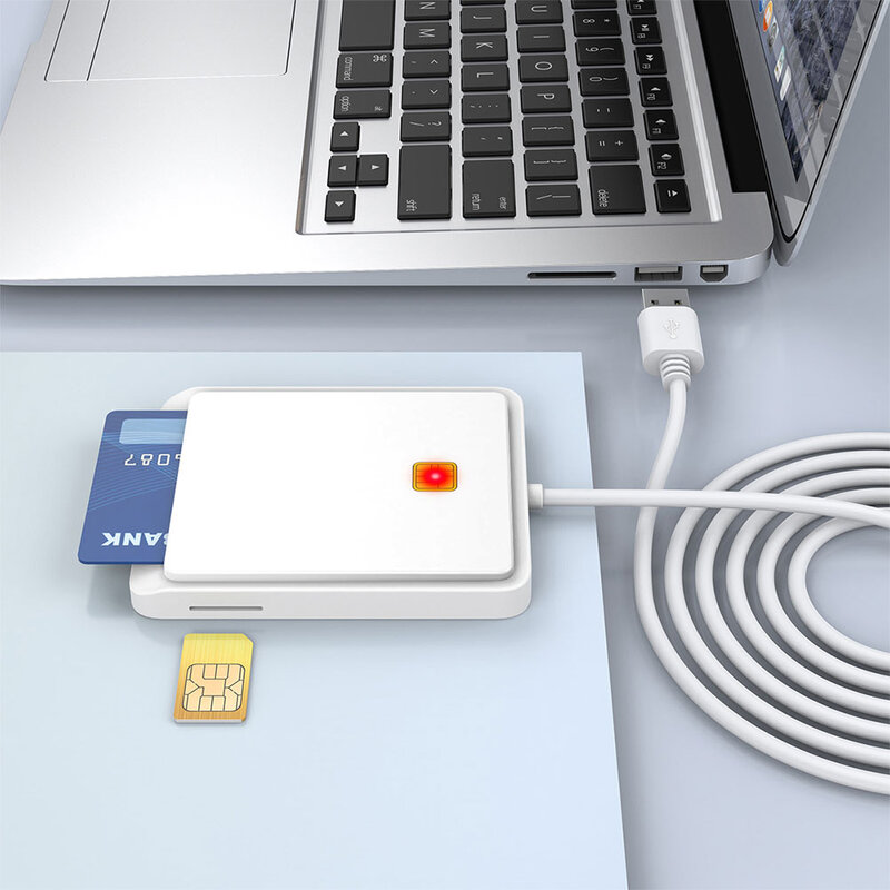 Lector de tarjetas inteligentes, Tarjeta SIM USB, tarjeta de identificación de memoria externa, adaptador de conector clonador de tarjeta de identificación CAC para Windows XP 7/8/8,1/10