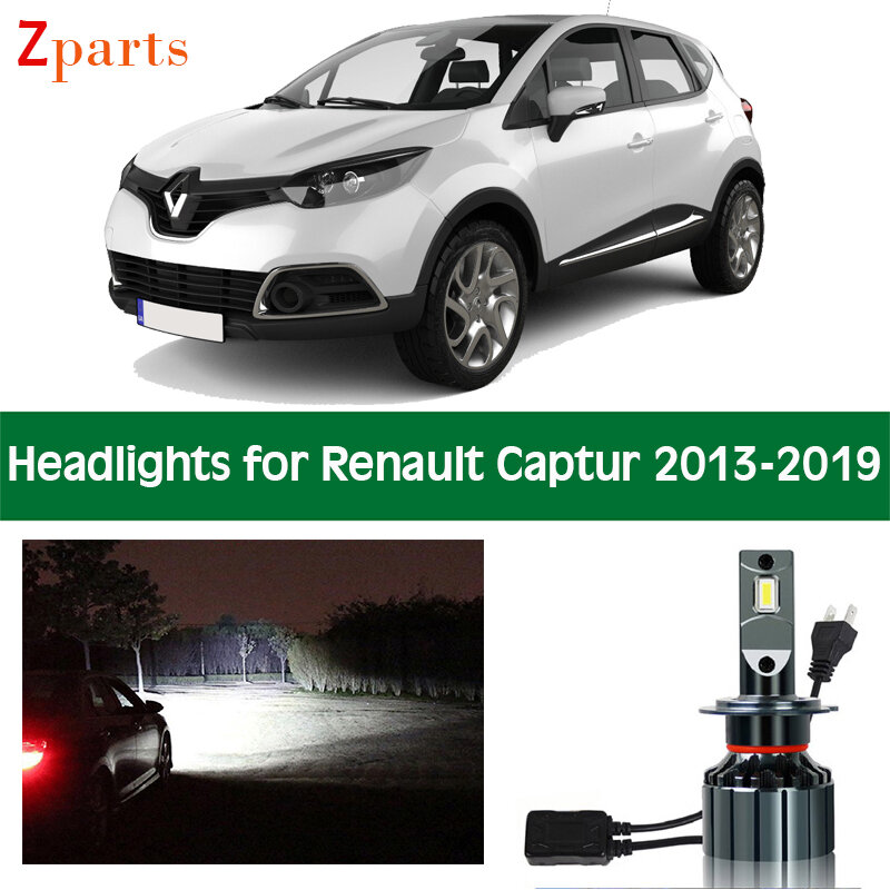 Phare de voiture pour Renault Captur, ampoules de feux de croisement et de route, Canbus blanc 12V 6000K, feux avant, accessoires
