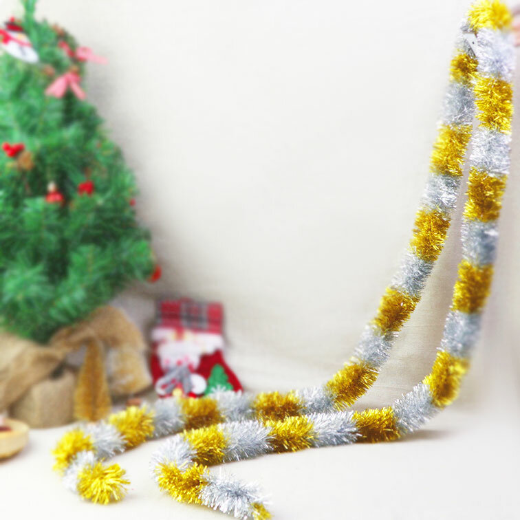 Guirnalda de oropel plateado dorado de 2,3 m y 5cm para decoraciones para árboles de Navidad, fiesta de cumpleaños de boda suministros, fiesta de vacaciones, decoración del hogar, Noel