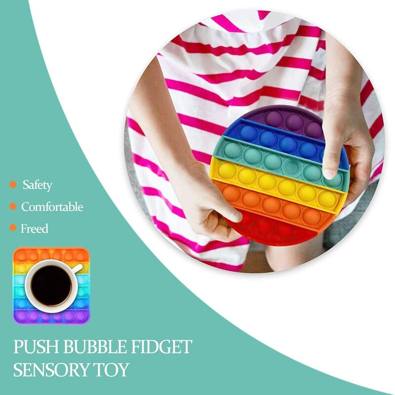 Push Pop Bubble Fidget giocattolo sensoriale giochi arcobaleno e rilassamento 2 pezzi strumenti antistress e anti-ansia strumento irritabilità