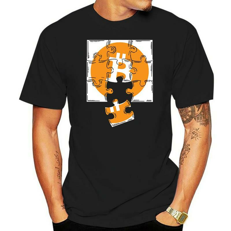 Moneda de Bitcoin Camiseta con logo de Bitcoin Camiseta de Puzzle Crypto, ropa informal de estilo veraniego, novedad de 2019
