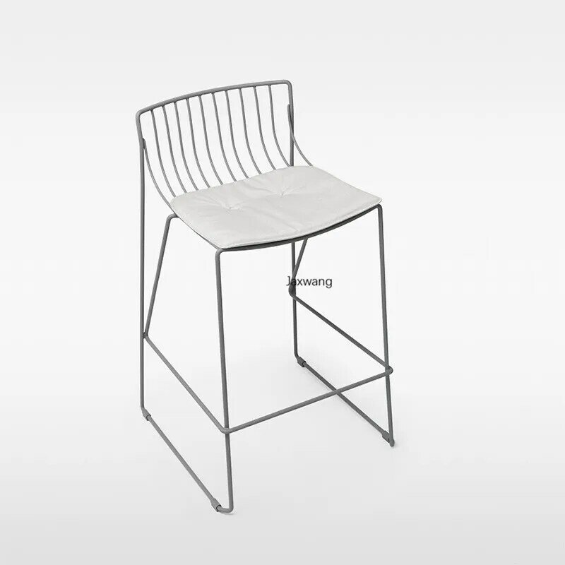 Nordic Bar stołki kute pręt z żelaza krzesło nowoczesna minimalistyczna listwa wysoki stołek krzesło przemysłowe kute proste krzesła na wysokiej stopce