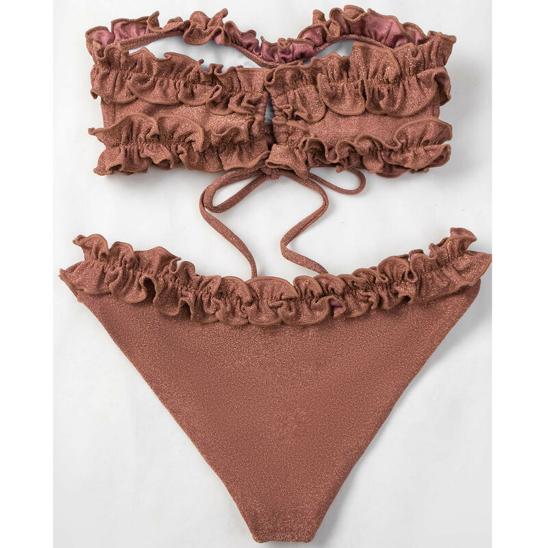 Kim Sa Lấp Lánh Rũ Bikini Đẩy Lên Đồ Bơi Gợi Cảm Nữ Bikini Bộ Brasil 2021 Bộ Đồ Tắm Bandeau Mặc Đi Biển Nữ Đồ Bơi