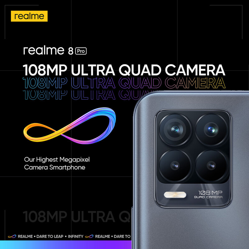 Realme 8 Pro Smartphone 108MP Caméra Russe Version Snapdragon 720G Processeur 6.4 ''pouces AMOLED Affichage 50W Super Dart Frais