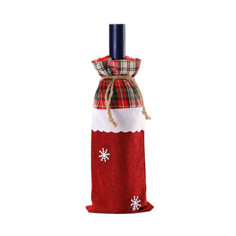 Saco de vinho de natal máquina bordado garrafa de vinho conjunto de decoração de mesa suprimentos natal acessórios de decoração para casa navidad l * 5