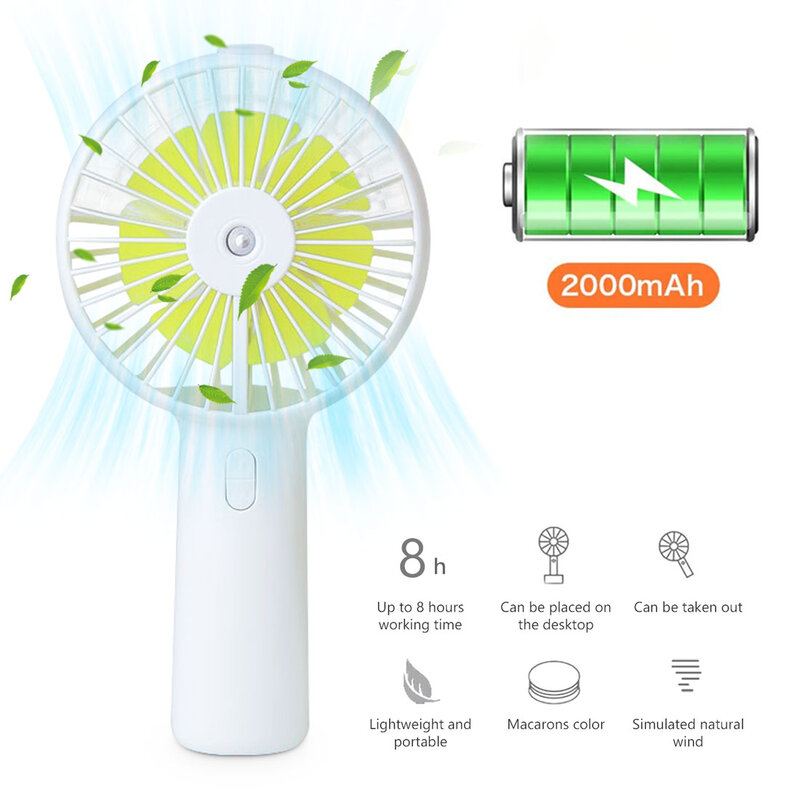 Portable Water Spray Mist Fan Electric Mini Fan Cooling Air Conditioner Humidifier USB Rechargeable Handheld for Outdoor Travel