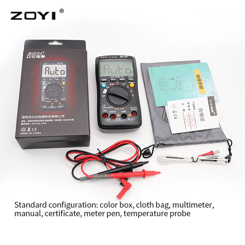 ZOYI-multímetro Digital inalámbrico, amperímetro, True RMS, rango automático, Voltímetro analógico inteligente, Capacitor, herramienta de bricolaje