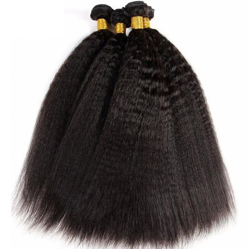 Yaki-mechones de cabello humano postizo para mujeres negras, mechones rizados, pelo humano peruano Remy de Color Natural, 134 Uds.
