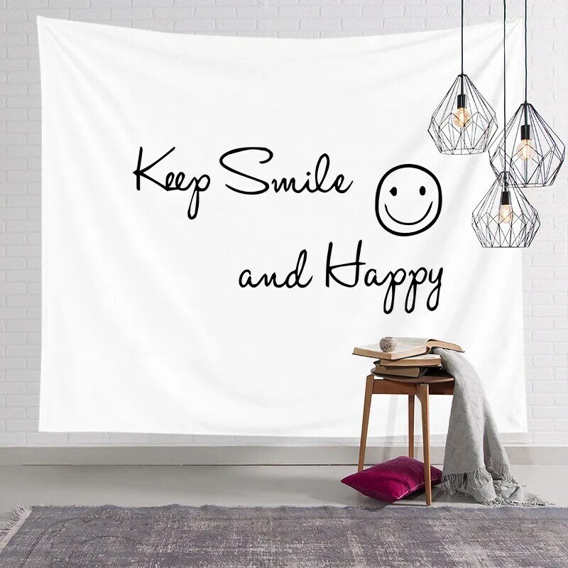 Nordic Peach Skin Tapestry Wall Hanging Cartoon Couples Smile Face Wall Tapestry Wall Carpet Table Cloth
