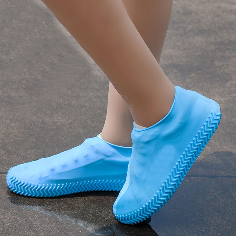 Botas de goma de látex reutilizables, cubierta de zapatos de lluvia impermeable, antideslizante, de silicona, accesorios para zapatos Unisex