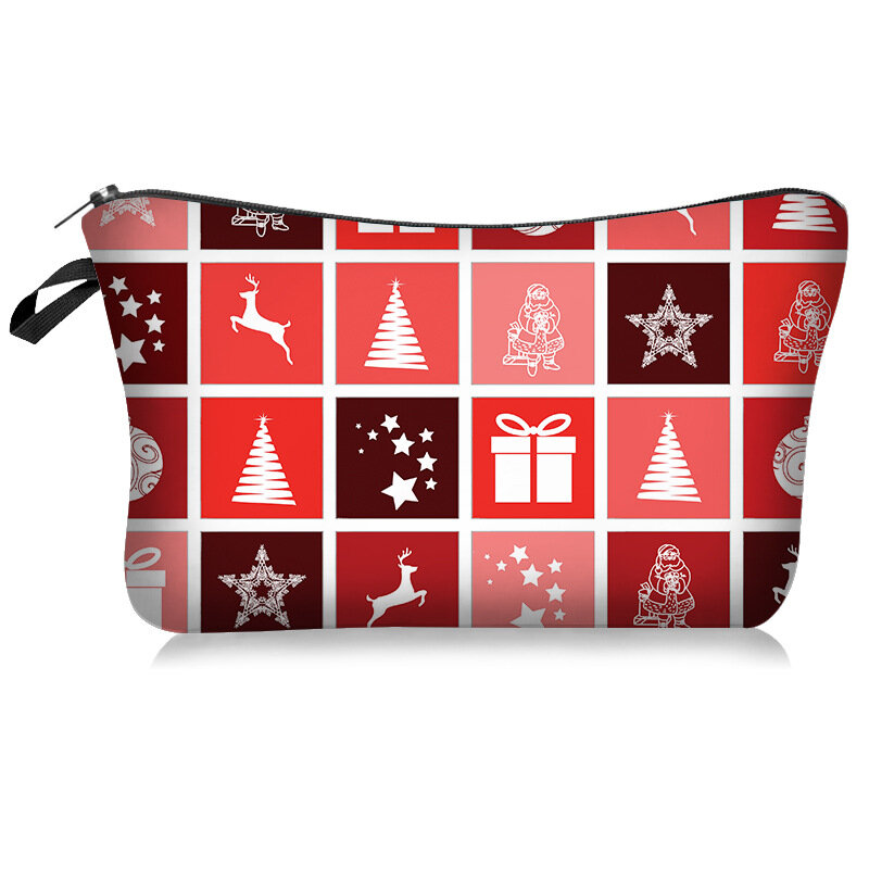 Christmas Series Pattern Cosmetic Storage Bag Makeup Organizers Zipper Bags Portable Wash Bag Travel Handbag