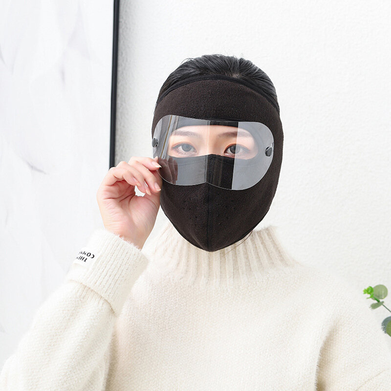 Балаклава, зимний чехол для лица с прозрачными очками, ветрозащитный флисовый чехол на подкладке для холодной зимы