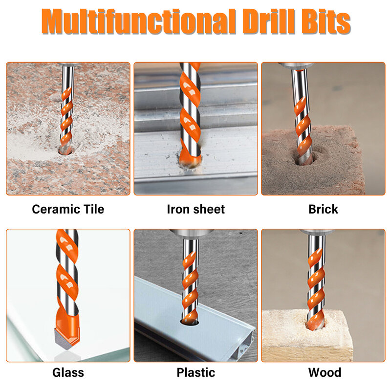 7Pcs 3-12mm Multifunction Drill Bits Set Ceramic Wall Tile Marble Glass Punching Hole Saw Drilling Bits Working For Power Tools