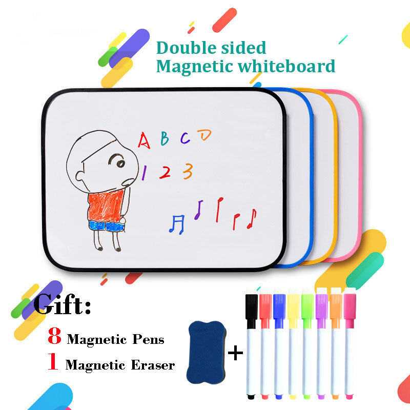 Papan Tulis Mini Magnetis Ukuran A4 Papan Gambar Penghapus Kering Anak Tulisan Dua Sisi Papan Buletin Pesan Latihan Rumah Sekolah