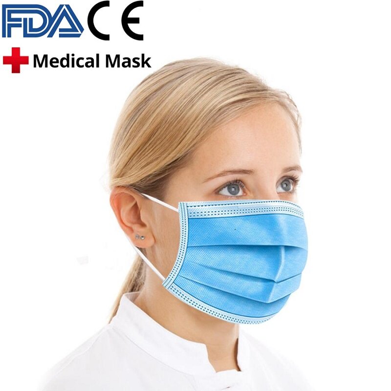 10PCS-100 PCS  Mask Disposable Earloop Face Mouth Masks 3 Layers Anti-Dust Mask Safe Breathable Mouth Mask