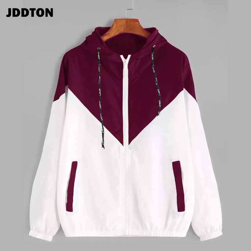 Jddton-女性の長袖フード付きジャケット,色とりどりのパッチワーク服,秋のコート,カジュアルウインドブレーカー,EUサイズ,ビーズ269