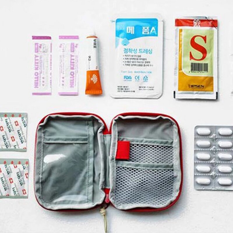 HOMEMAGIC Pouch Mini Portabel Pertolongan Pertama Kotak Darurat Medis Organizer Tas Penyimpanan Pil Obat Rumah Tangga Luar Ruangan Penggunaan Keluarga
