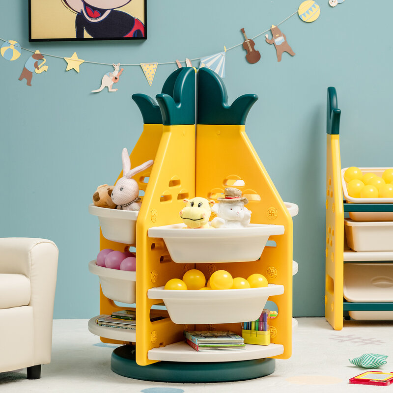 Honeyjoy Kinder Spielzeug Lagerung Organizer 360 ° Dreh Ananas Regal w/Kunststoff Bins TP10003