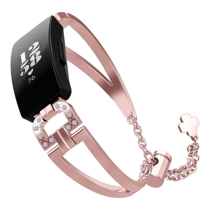 Pulseira de relógio para fitbit inspire cristal aço inoxidável pulseira de metal para inspire hr cinta banda correa fitbit 62013